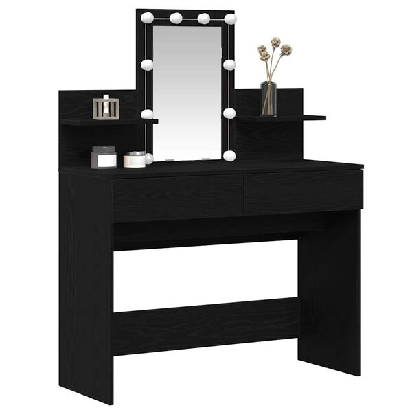 vidaXL Dressing Table Black Oak 100 x 40 x 130 cm Engineered Wood