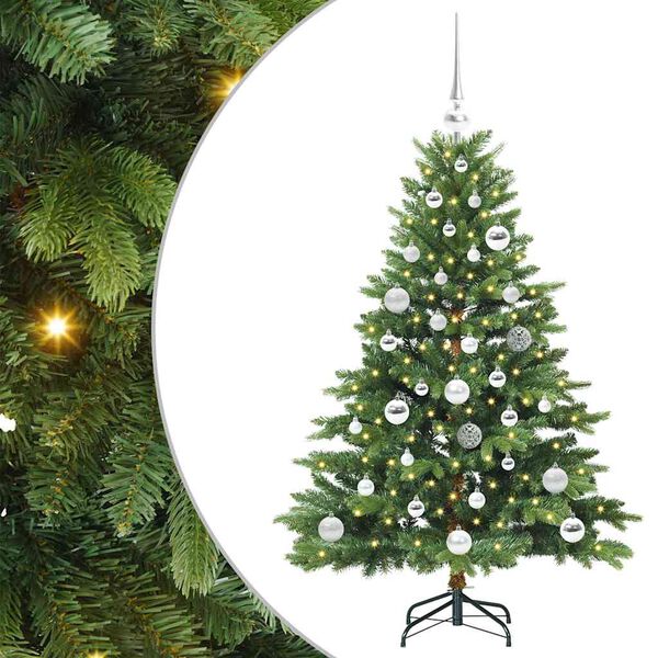 vidaXL Artificial Christmas Tree with 150 LEDs Green 120 cm PE and PVC