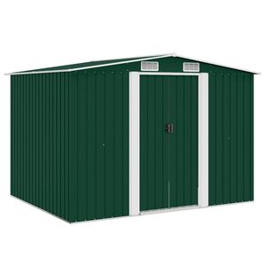vidaXL Garden Shed | Green | Galvanised steel | Large | Sliding Components