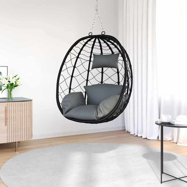 vidaXL Hanging Egg Chair Anthracite 91.5 x 60 x 110 cm Poly Rattan