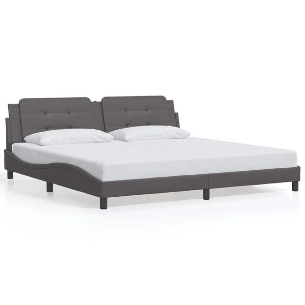 vidaXL Bed Frame without Mattress "Zadar" Grey 200x200 cm Faux Leather