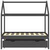 vidaXL Kids Bed Frame with a Drawer Dark Grey Solid Pine Wood 70x140cm