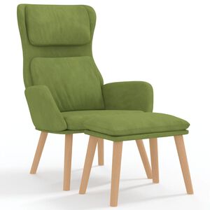 vidaXL Relaxing Chair with a Stool Light Green Velvet