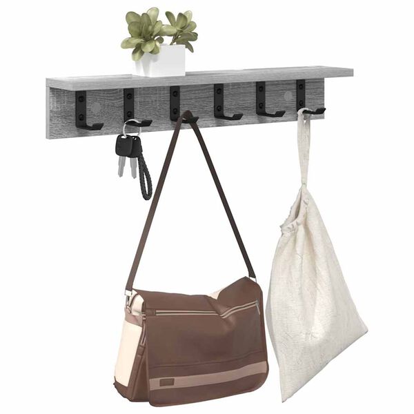 vidaXL Wall-Mounted Coat Rack Grey Sonoma 60 x 10.5 x 10.5 cm