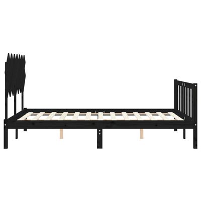 vidaXL Bed Frame with Headboard Black 140x190 cm Solid Wood