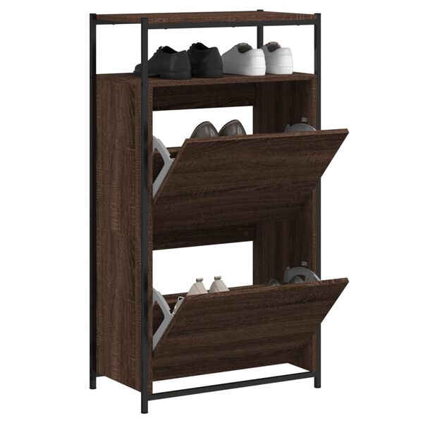 vidaXL Shoe Cabinet Brown Oak 60x34x112 Engineered Wood