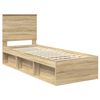 vidaXL Bed Frame with Headboard Sonoma Oak 75 x 190 cm Solid Pine Wood
