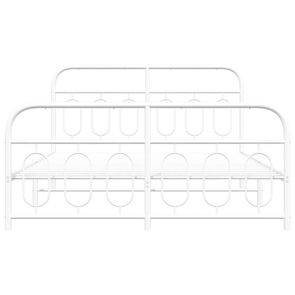 vidaXL Metal Bed Frame without Mattress with Footboard White 135x190cm