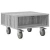vidaXL Side Table with Wheels Grey Sonoma 50 x 50 x 30 cm