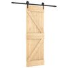 vidaXL Sliding Door Natural and Black 70 x 210 cm Solid Pine Wood