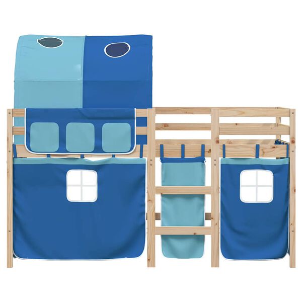 vidaXL Kids' Loft Bed with Tunnel without Mattress Blue 90x200 cm
