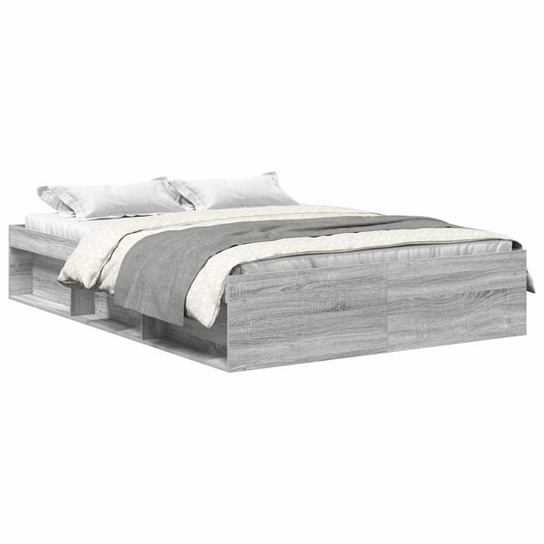 vidaXL Bed Frame without Mattress Grey Sonoma 140x200 cm