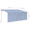 vidaXL Manual Retractable Awning with Blind&LED 3.5x2.5m Blue&White