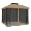 vidaXL Gazebo with Double Roof and Mesh Walls Taupe 2.94x2.94 m Steel