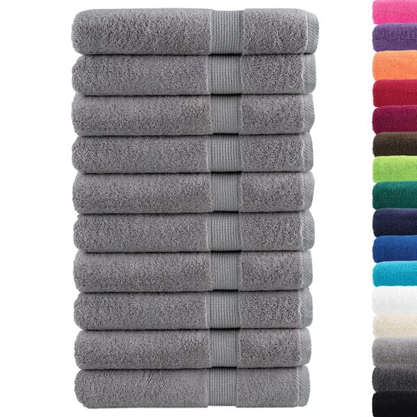 vidaXL Premium Towels "SOLUND" 10 pcs Grey 100x200 cm 600 gsm