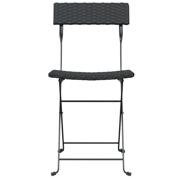 vidaXL Folding Bistro Chairs 6 pcs Black Poly Rattan and Steel