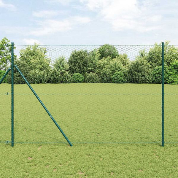vidaXL Hexagon Fence Green 1.6 x 10 m Steel
