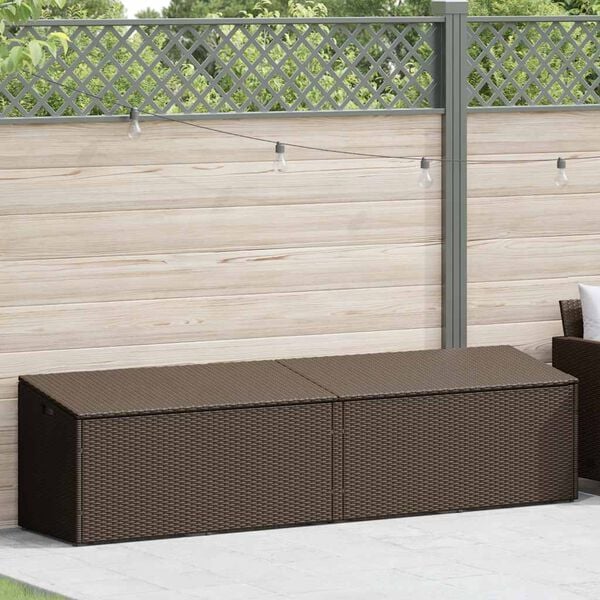 vidaXL Garden Storage Box Brown 220x50x58 cm Poly Rattan