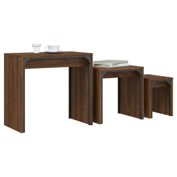 vidaXL Nesting Coffee Tables 3 pcs Brown Oak Engineered Wood