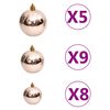 vidaXL 60 Piece Christmas Ball Set with Peak and 150 LEDs Rose Gold