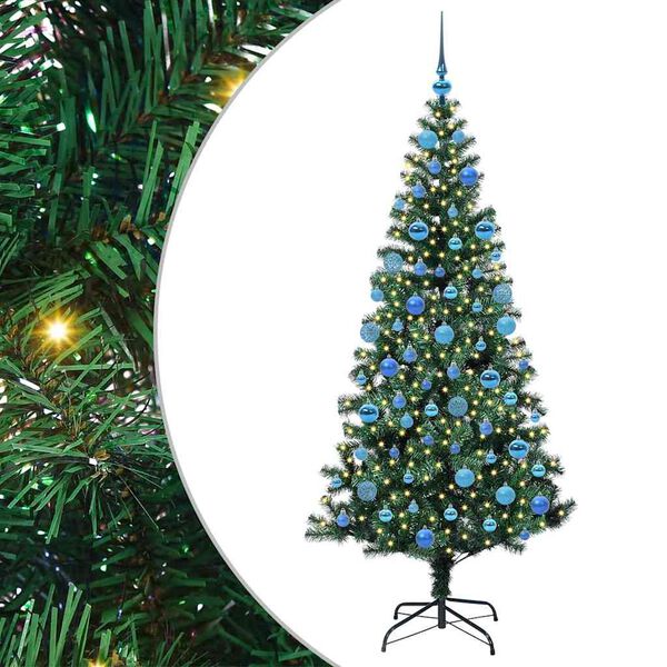 vidaXL Artificial Pre-lit Christmas Tree Green 180 cm PVC