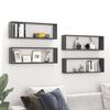 vidaXL Wall Cube Shelf 4 pcs Grey 80x15x26.5 cm Engineered Wood