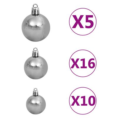 vidaXL Artificial Hinged Christmas Tree 300 LEDs & Ball Set 210 cm
