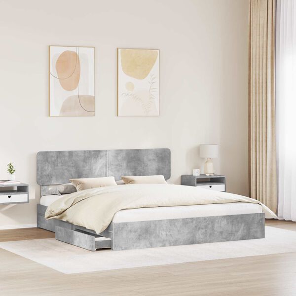 vidaXL Storage Bed Concrete Grey 200 x 200 cm Engineered Wood