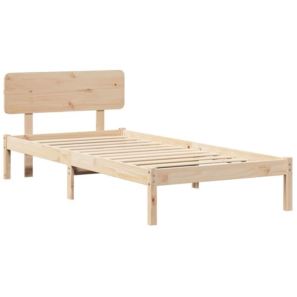 vidaXL Bed Frame with Headboard Natural 75 x 190 cm Solid Pine Wood