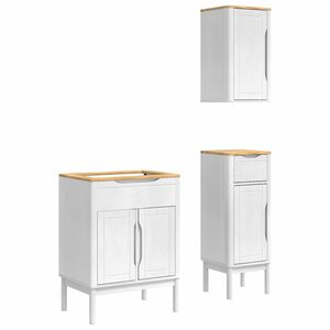 vidaXL Bathroom Furniture Set FLORO 3 pcs White Solid Pine Wood