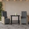 vidaXL 3 Piece Bistro Set with Cushions Light Grey Poly Rattan