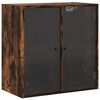 vidaXL Wall Cabinet with Glass Doors Smoked Oak 68x37x68,5 cm