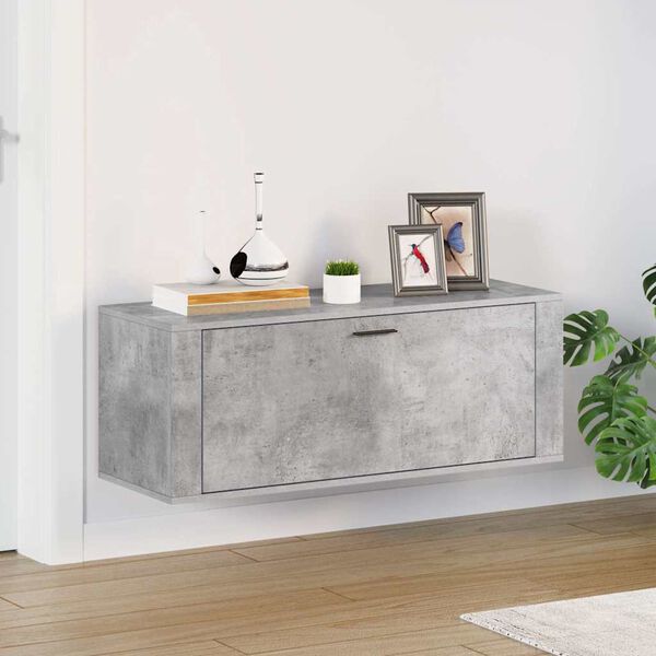 vidaXL Wall Shoe Cabinet Concrete Grey 100x35x38 cm Engineered Wood