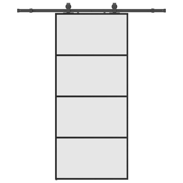 vidaXL Sliding Door with Hardware Set Black 90x205 cm ESG Glass