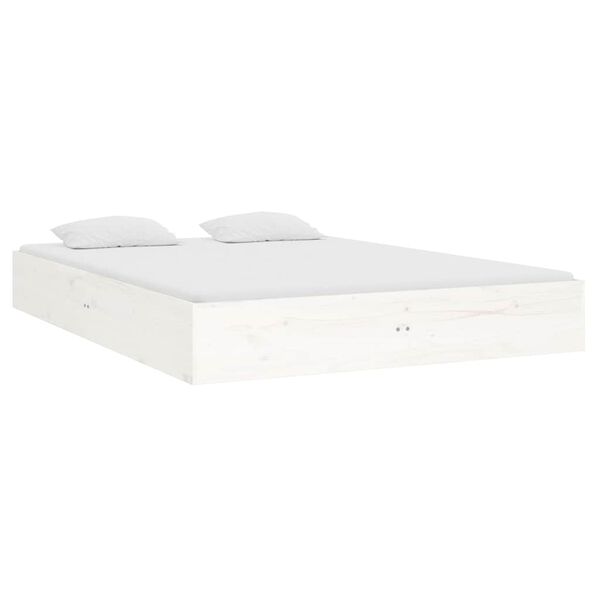 vidaXL Bed Frame without Mattress White Solid Wood 120x190 cm Small Double