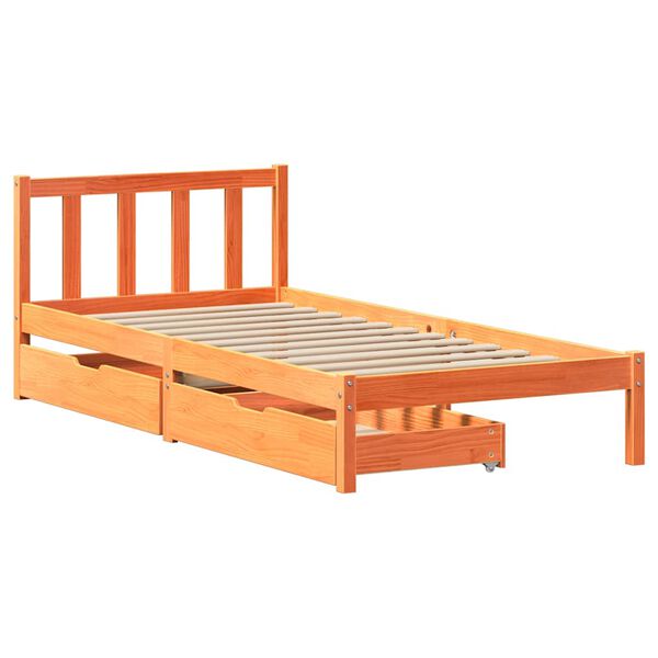 vidaXL Bed Frame without Mattress Wax Brown 100x200 cm Solid Wood Pine