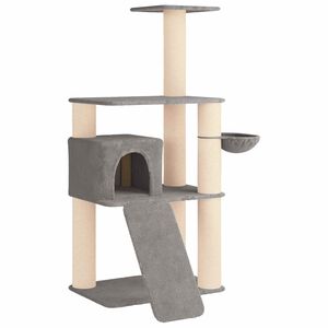 vidaXL Cat Tree with Sisal Scratching Posts Light Grey 173 cm