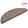 vidaXL Stair Mats 15 pcs 56x17x3 cm Light Brown Half Round
