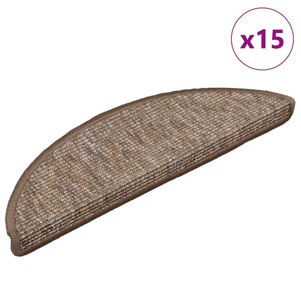 vidaXL Stair Mats 15 pcs 56x17x3 cm Light Brown Half Round