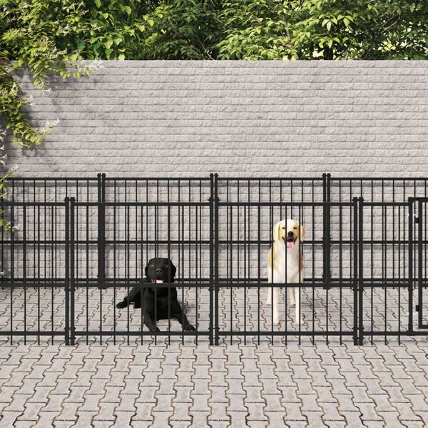 vidaXL Outdoor Dog Kennel Steel 11.26 m&sup2;