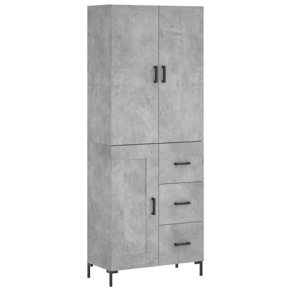 vidaXL Highboard Concrete Grey 69.5x34x180 cm Engineered Wood