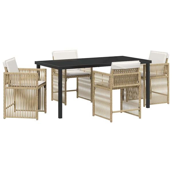 vidaXL Garden Dining Set 5 pcs Beige Poly Rattan