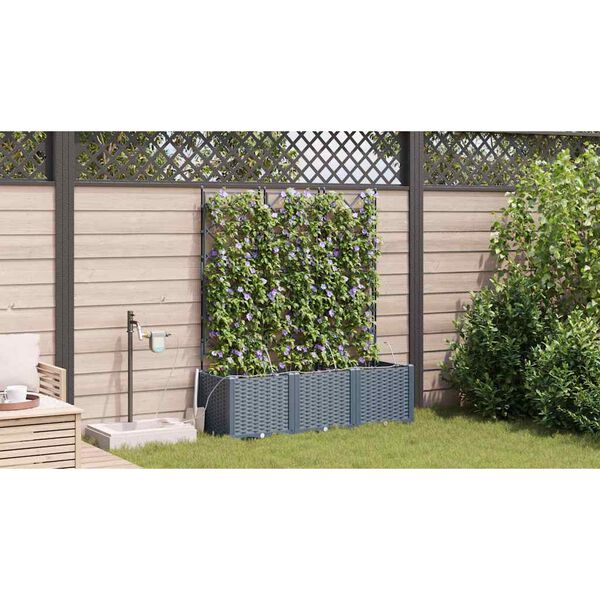 vidaXL Garden Planter 3 pcs LiGht Grey Steel