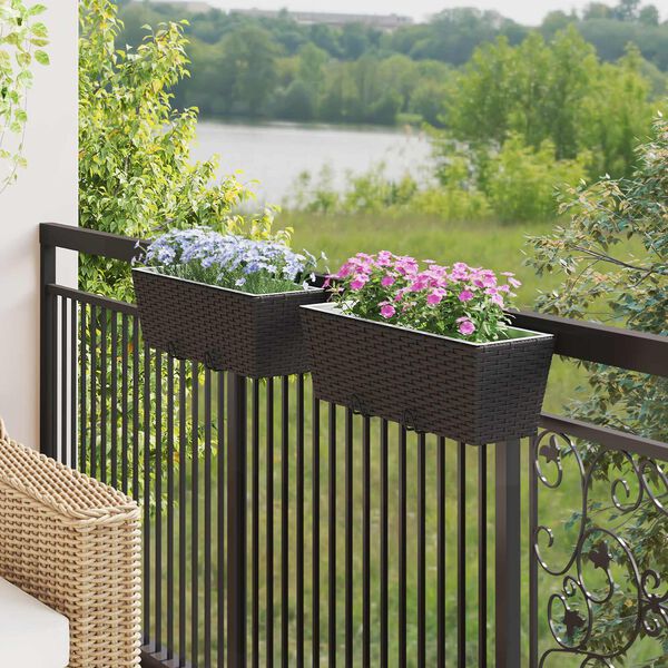 vidaXL Railing 2 pcs Black 50 x 17 x 17 cm Metal