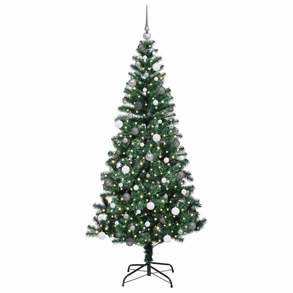 vidaXL Artificial Pre-lit Christmas Tree Green 210 cm PVC and Metal