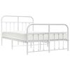 vidaXL Metal Bed Frame without Mattress with Footboard White 120x200cm