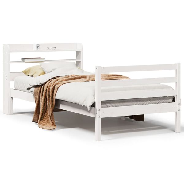 vidaXL Bed Frame with Headboard without Mattress White 100x200 cm