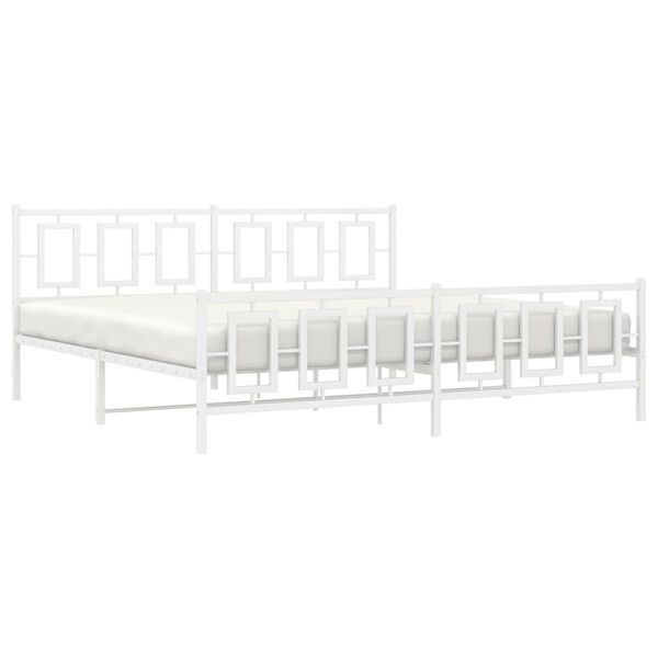 vidaXL Metal Bed Frame without Mattress with Footboard White 193x203cm
