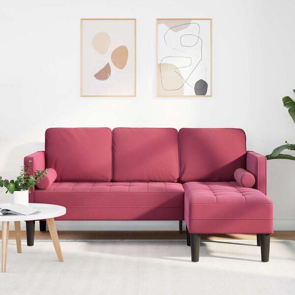 vidaXL Sofa Set with Cushion Wine Red 173 x 131 x 67 cm Polyester