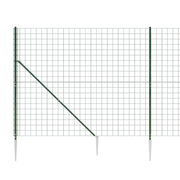 vidaXL Wire Mesh Fence with Spike Anchors Green 1.4x10 m